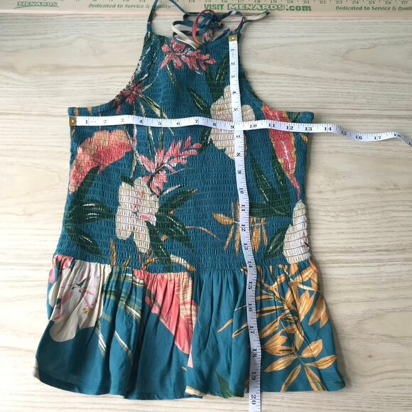 Patrons of Peace Tank Top Women Small Green Halter Ruffle Tropical Coconut Aloha - Picture 10 of 10